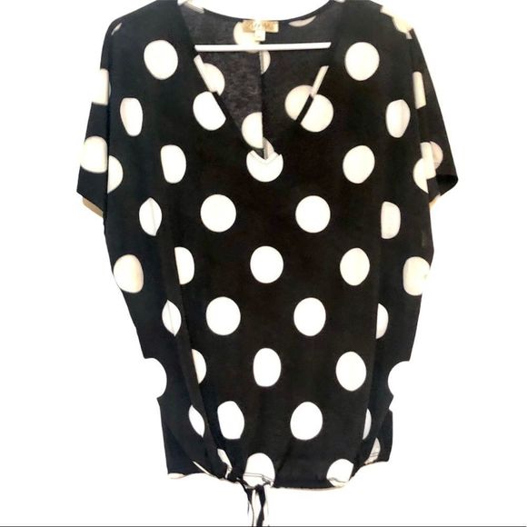 Lavish Tops - Lavish Black & White Polka Dot Shirt Women’s L